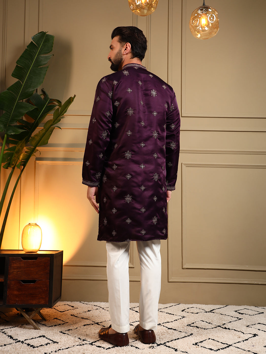 Royal Silk Dark Purple Kurta Pajama