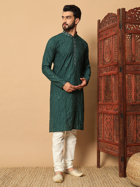Glistening Emerald Green Kurta Pajama