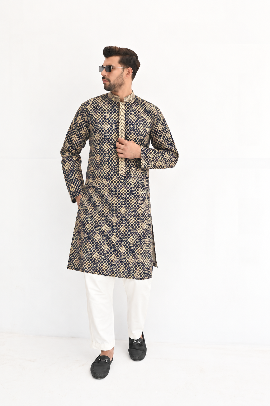 Blue Spark Sequins Kurta Pajama