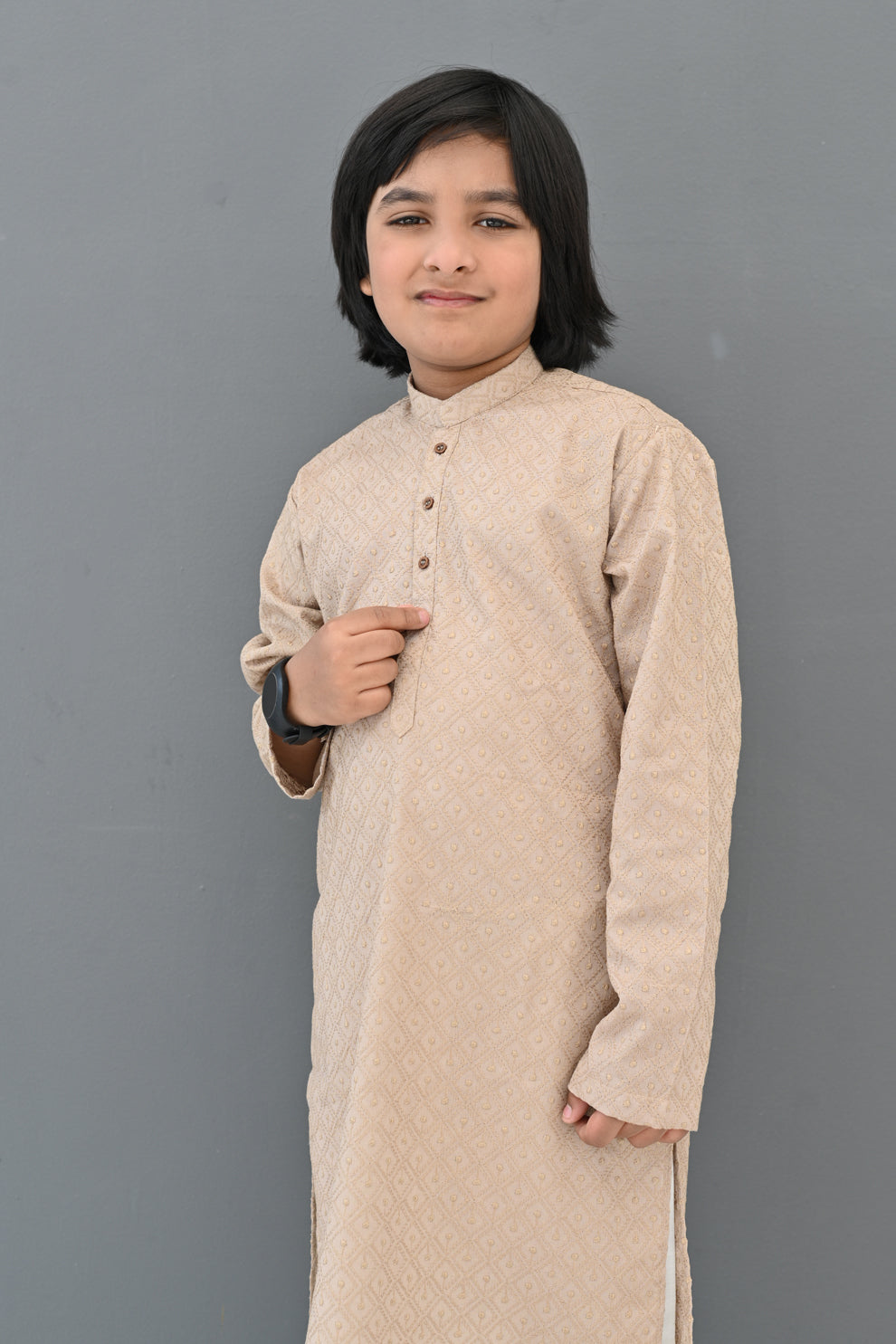 Cream Sand Chikankari Kurta Pajama