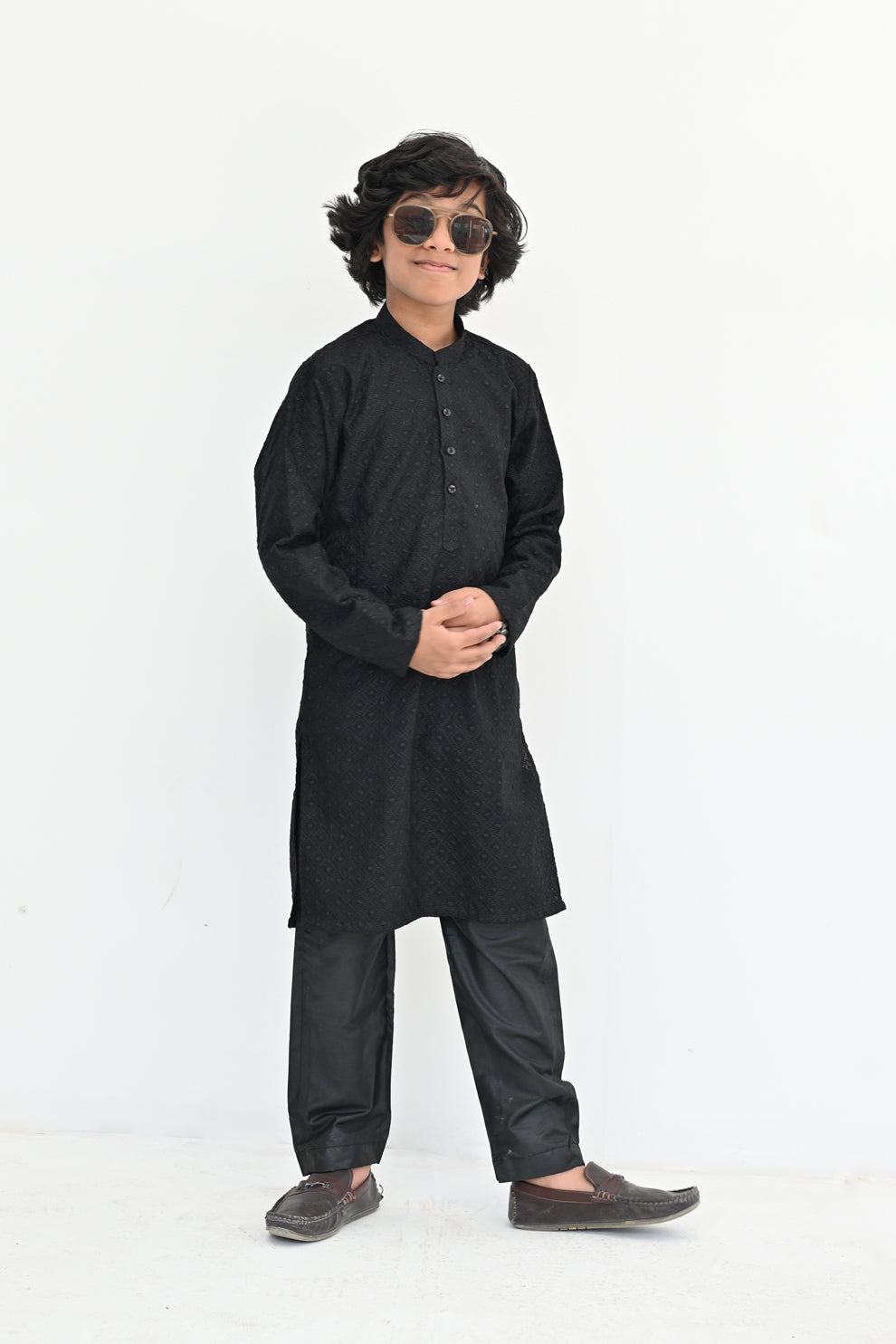 Black Storm Chikankari Kurta Pajama