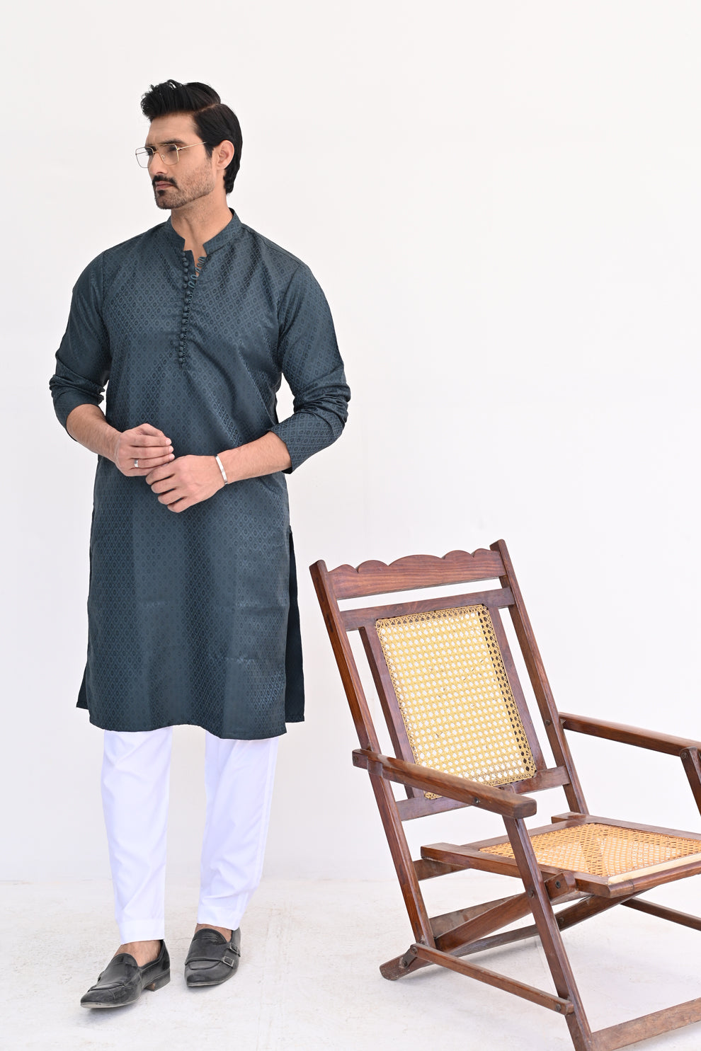 Evergreen Forest Jamawar Kurta Pajama