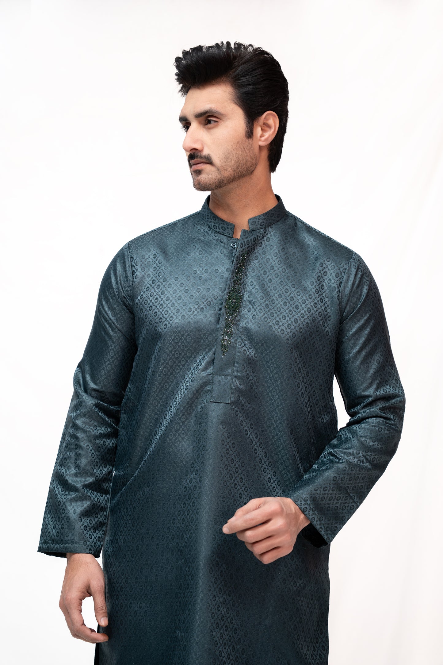 Zameen Green Jamawar Kurta Pajama