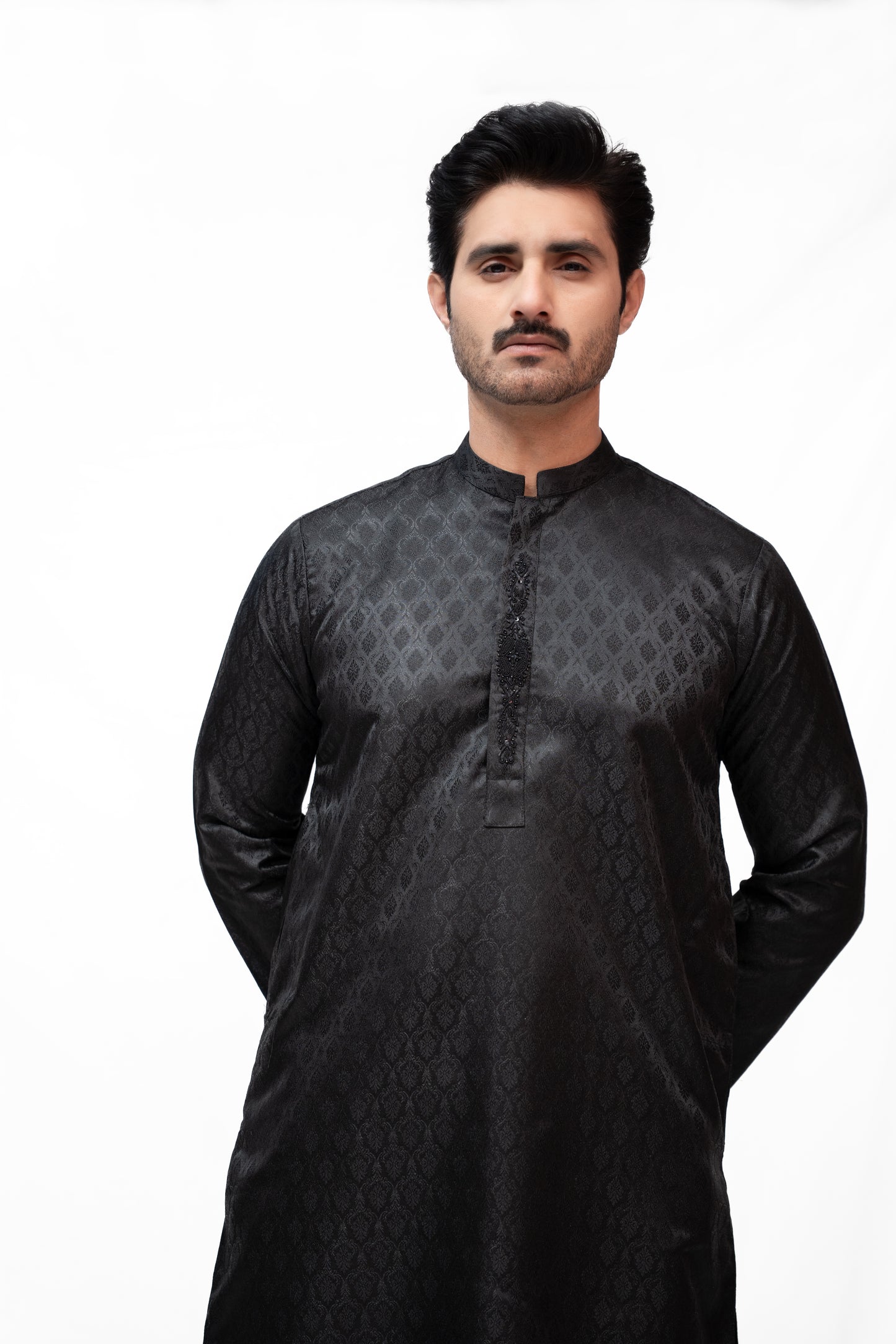 Timeless Black Jamawar Kurta Pajama