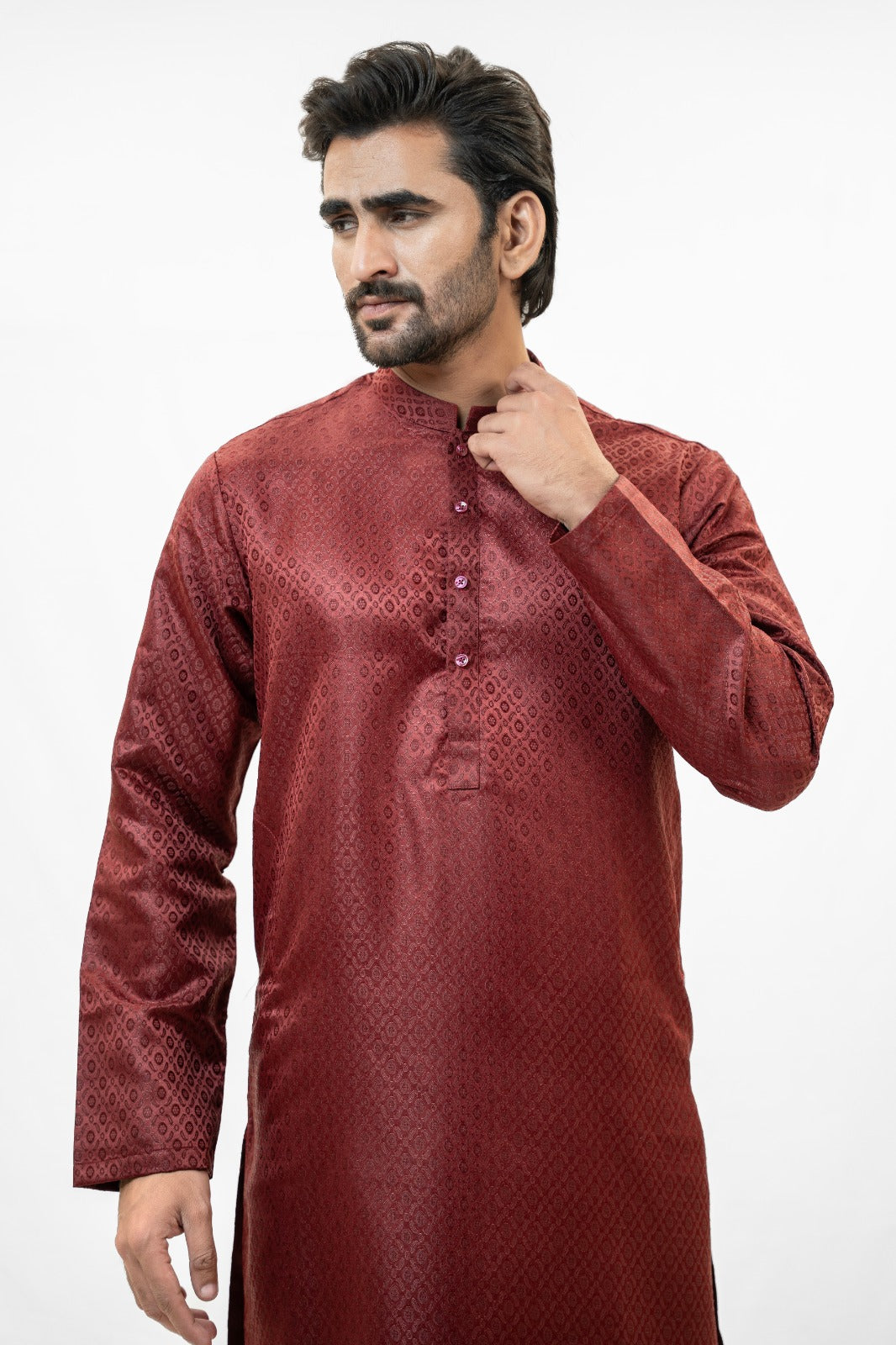 Imperial Maroon Jamawar Kurta Pajama