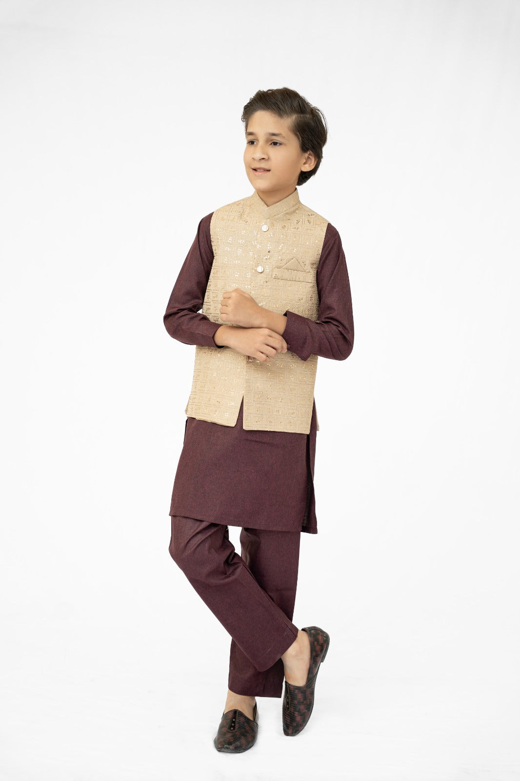 Golden Sequins Boys Waistcoat