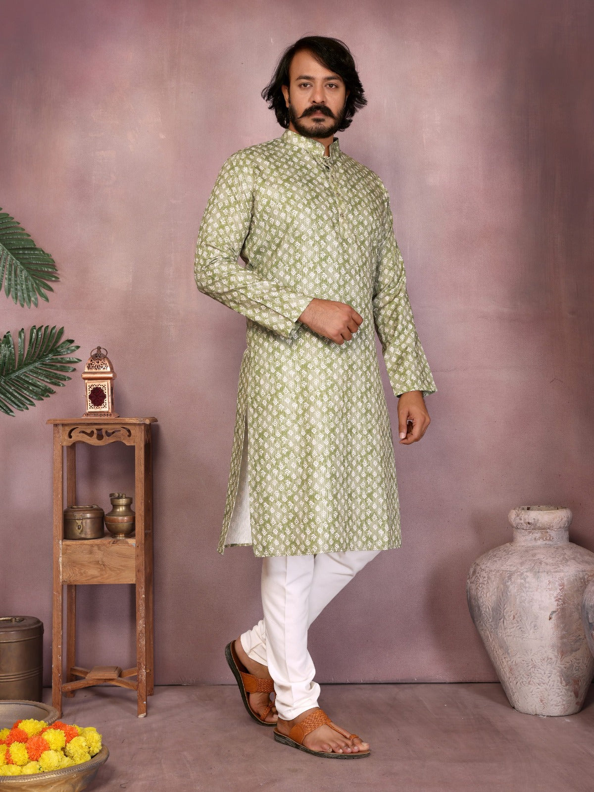Green Leaf sequins Kurta