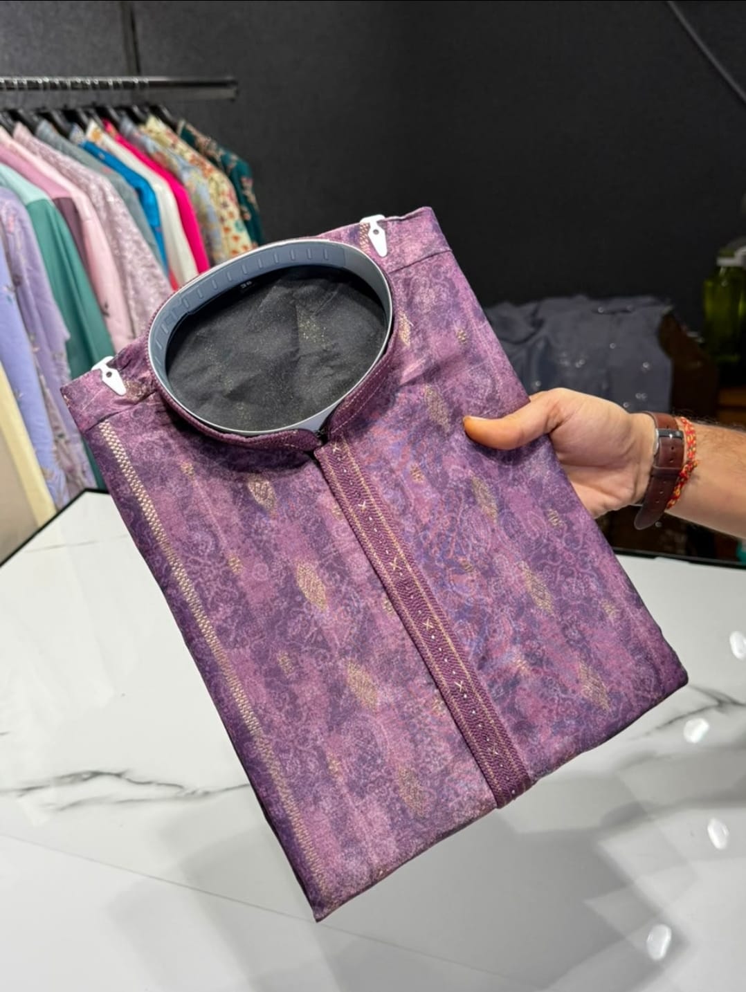 Purple Motif Kurta Pajama