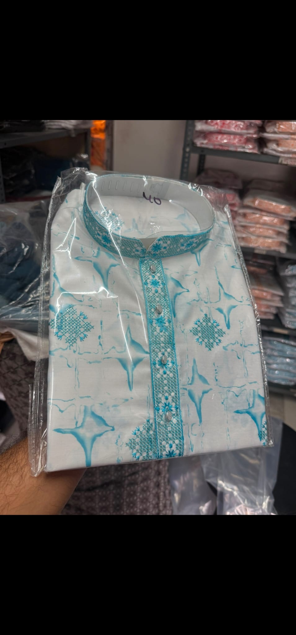 Blue & white sequins Kurta Pajama