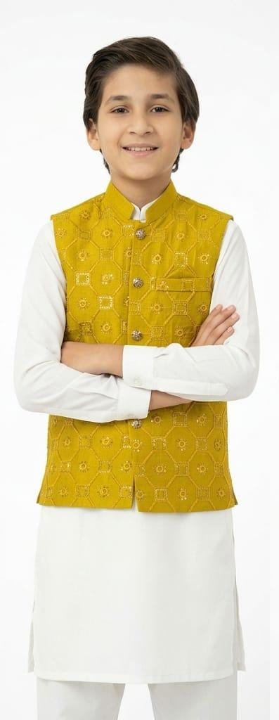 Mustard Sequins Boys Waistcoat