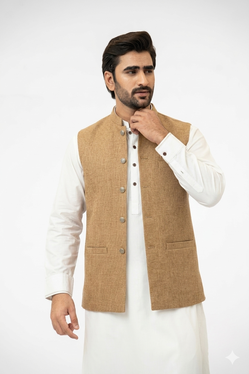 Dull-gold beige waistcoat