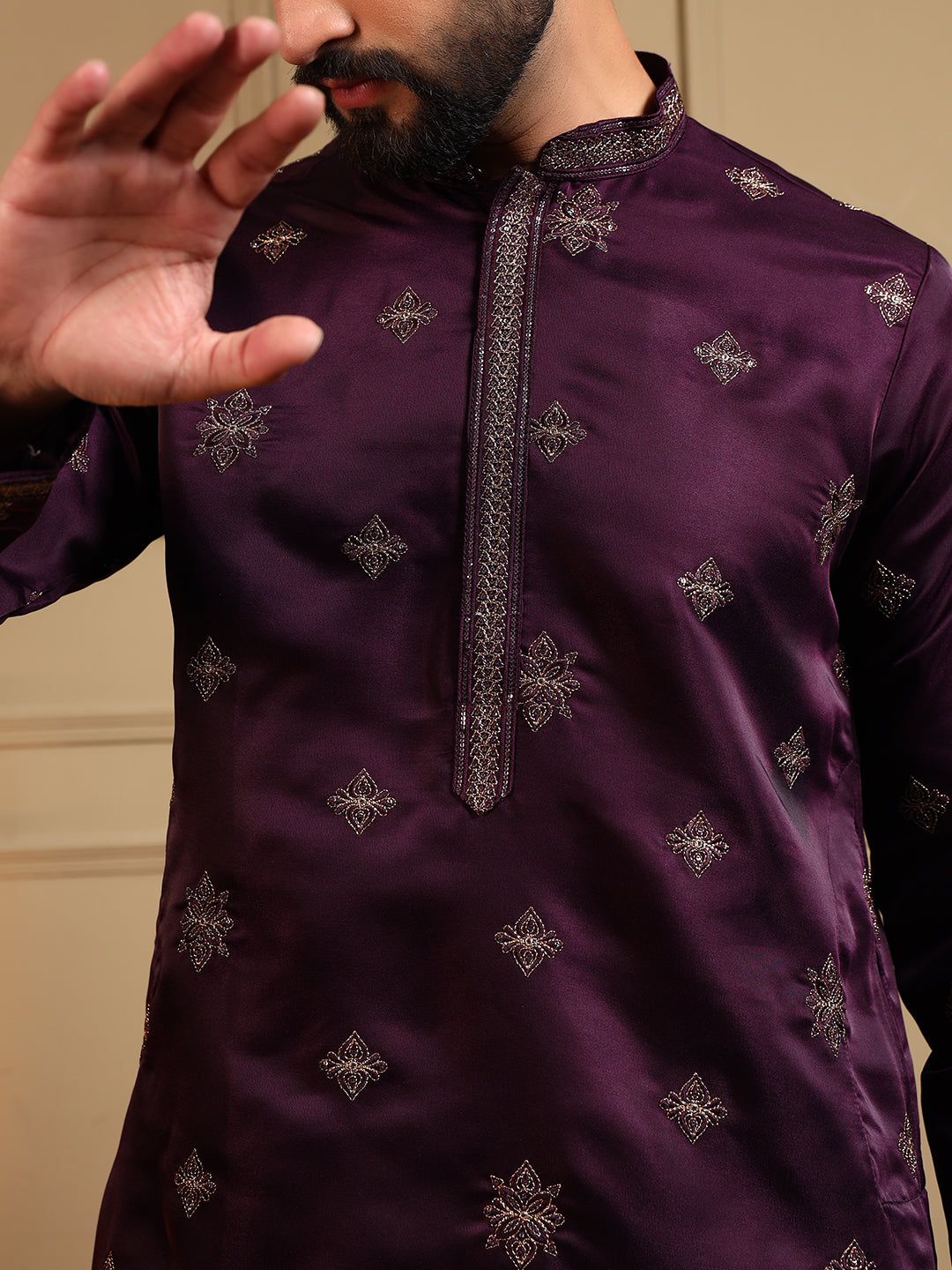 Royal Silk Dark Purple Kurta Pajama
