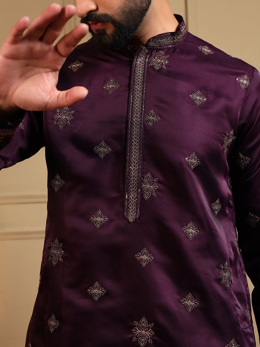 Royal Silk Dark Purple Kurta Pajama