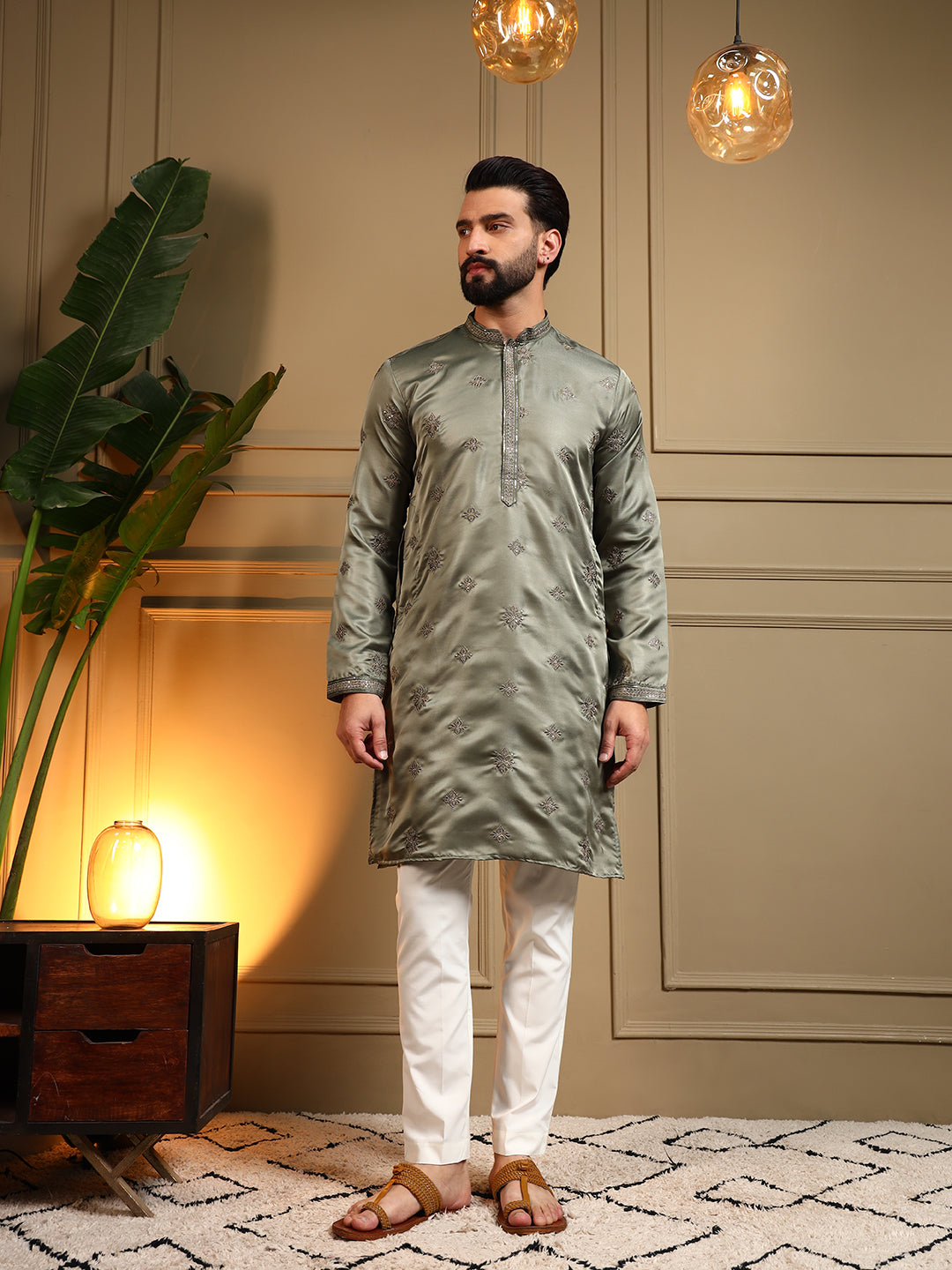 Royal Silk Sage Green Kurta Pajama