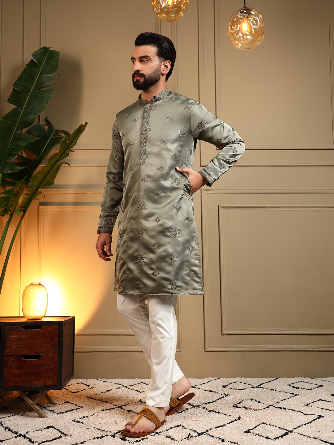 Royal Silk Sage Green Kurta Pajama