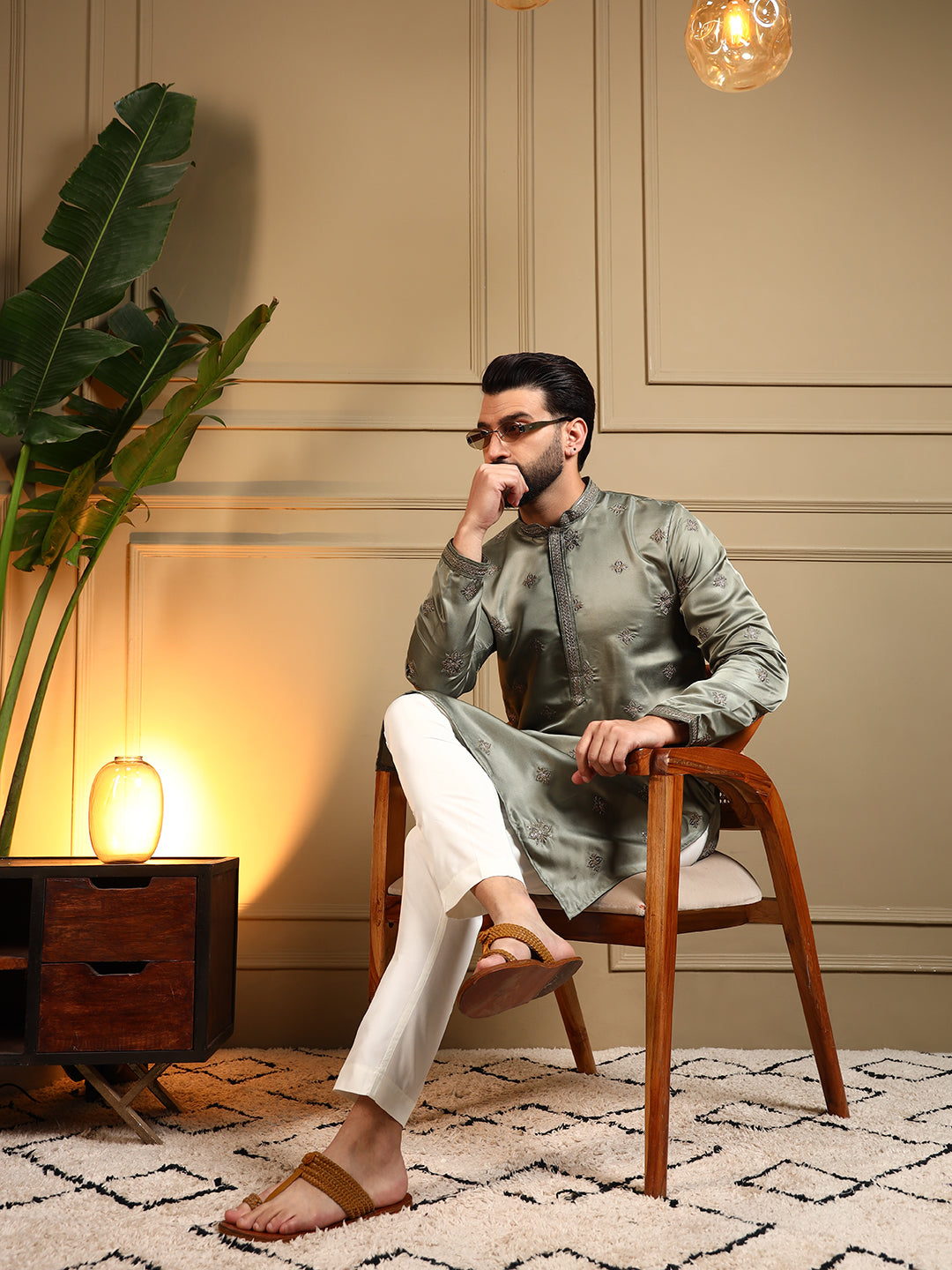 Royal Silk Sage Green Kurta Pajama