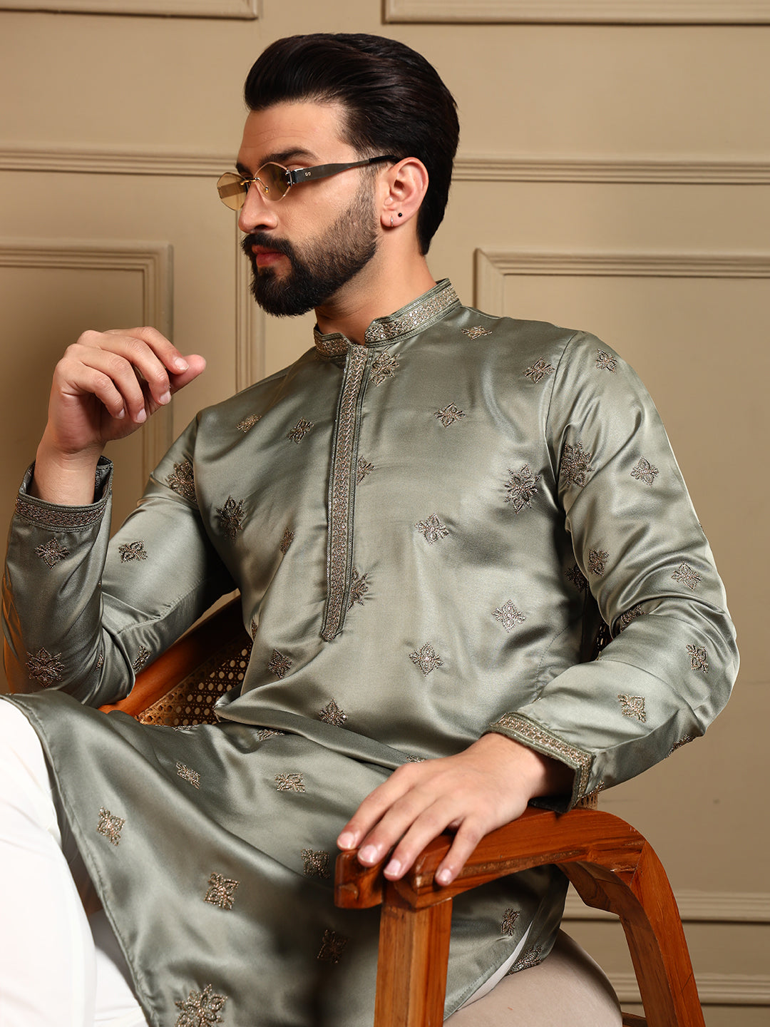 Royal Silk Sage Green Kurta Pajama