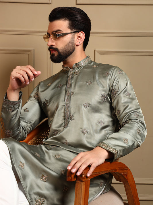 Royal Silk Sage Green Kurta Pajama