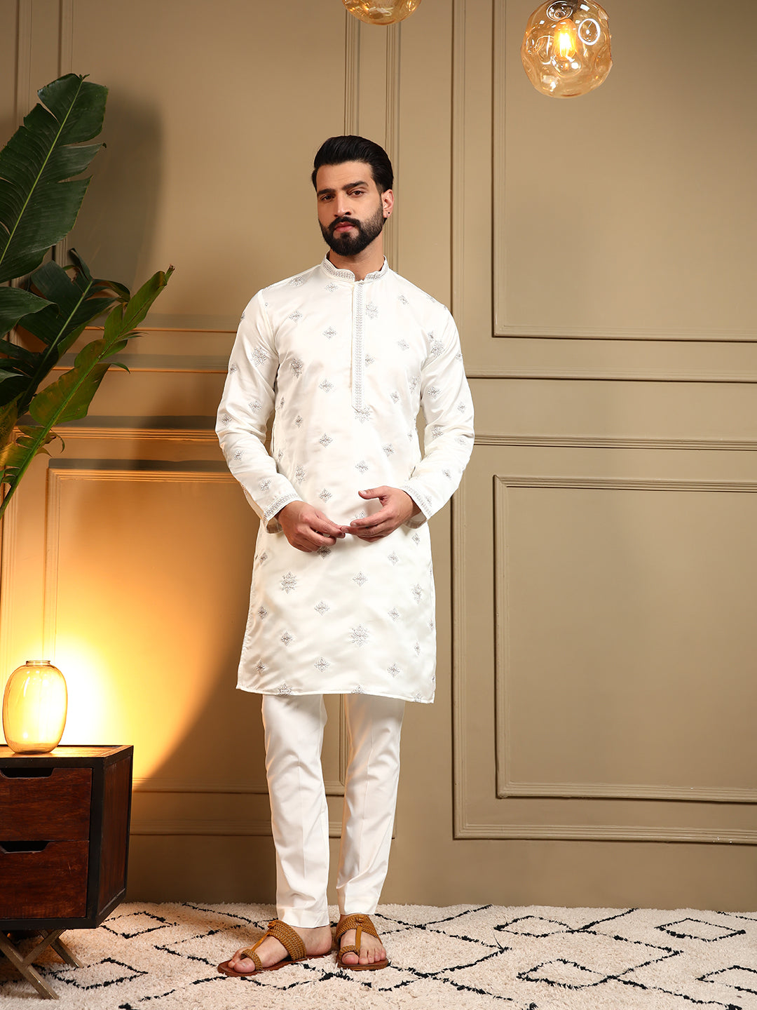 Royal Silk White Kurta Pajama