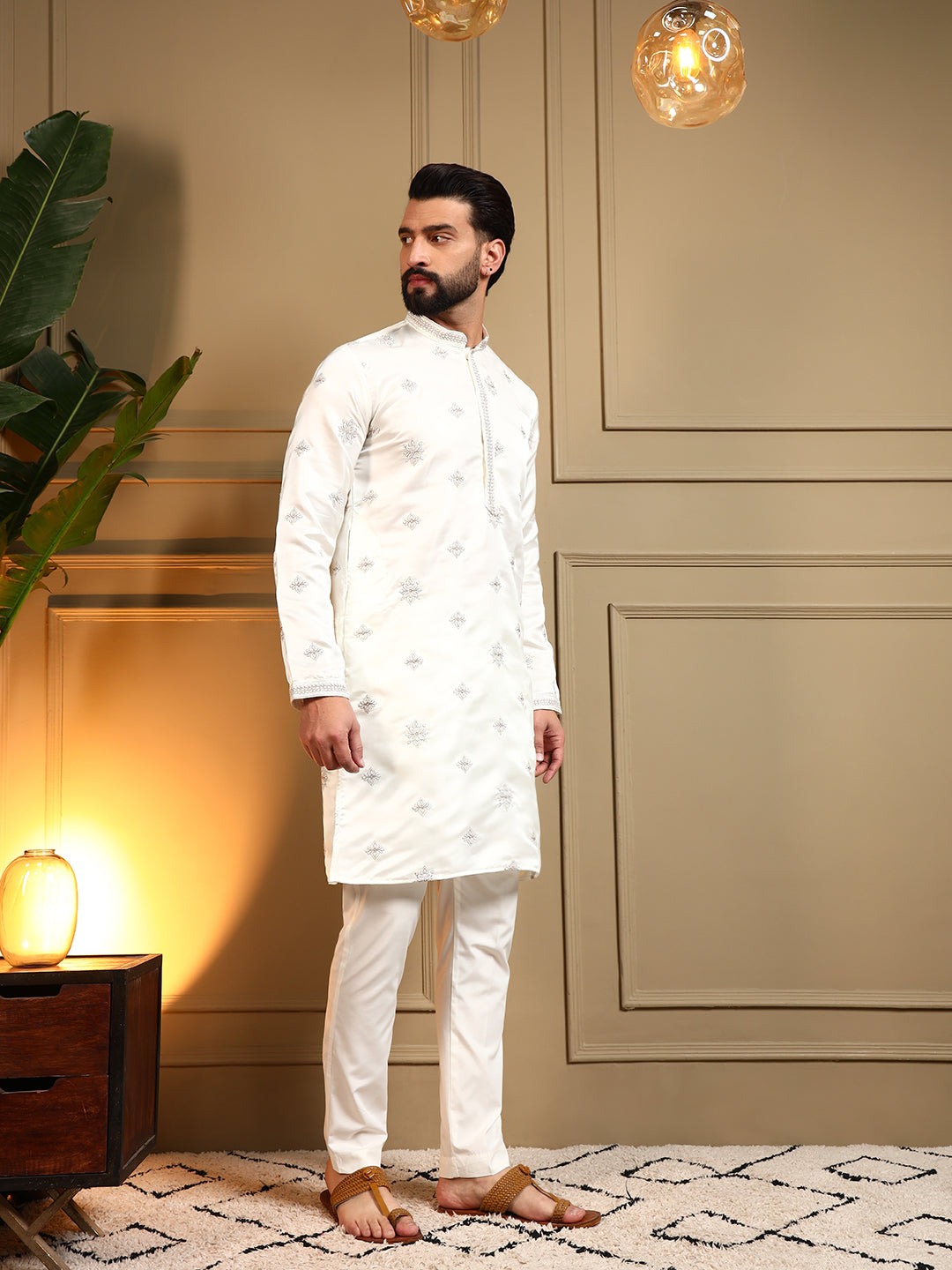 Royal Silk White Kurta Pajama