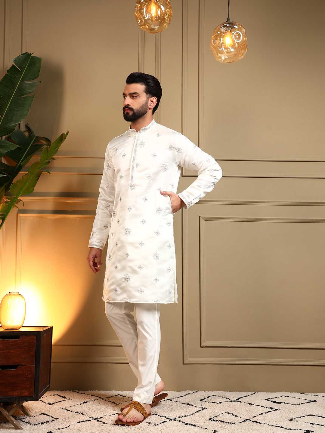 Royal Silk White Kurta Pajama