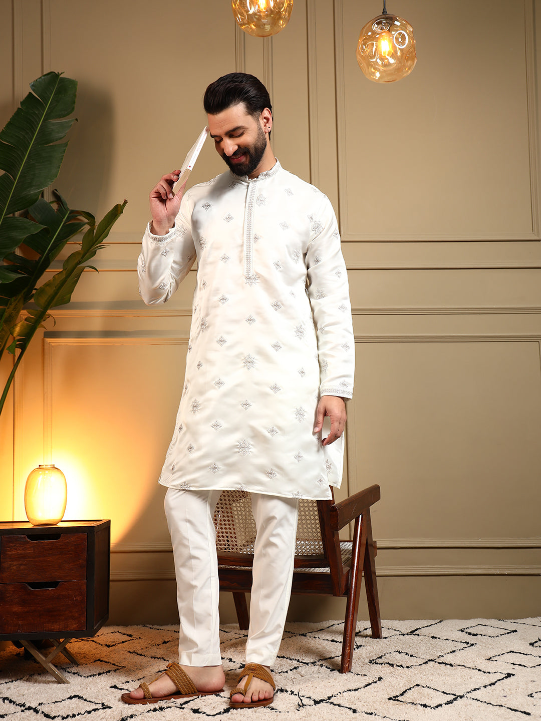 Royal Silk White Kurta Pajama