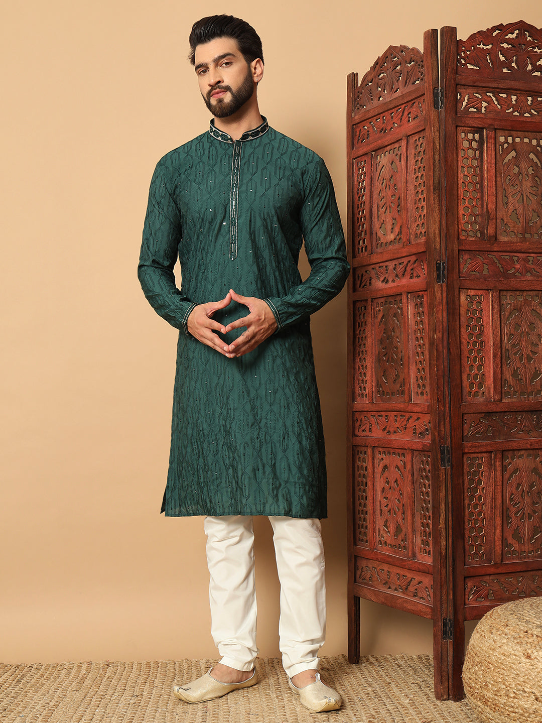 Glistening Emerald Green Kurta Pajama