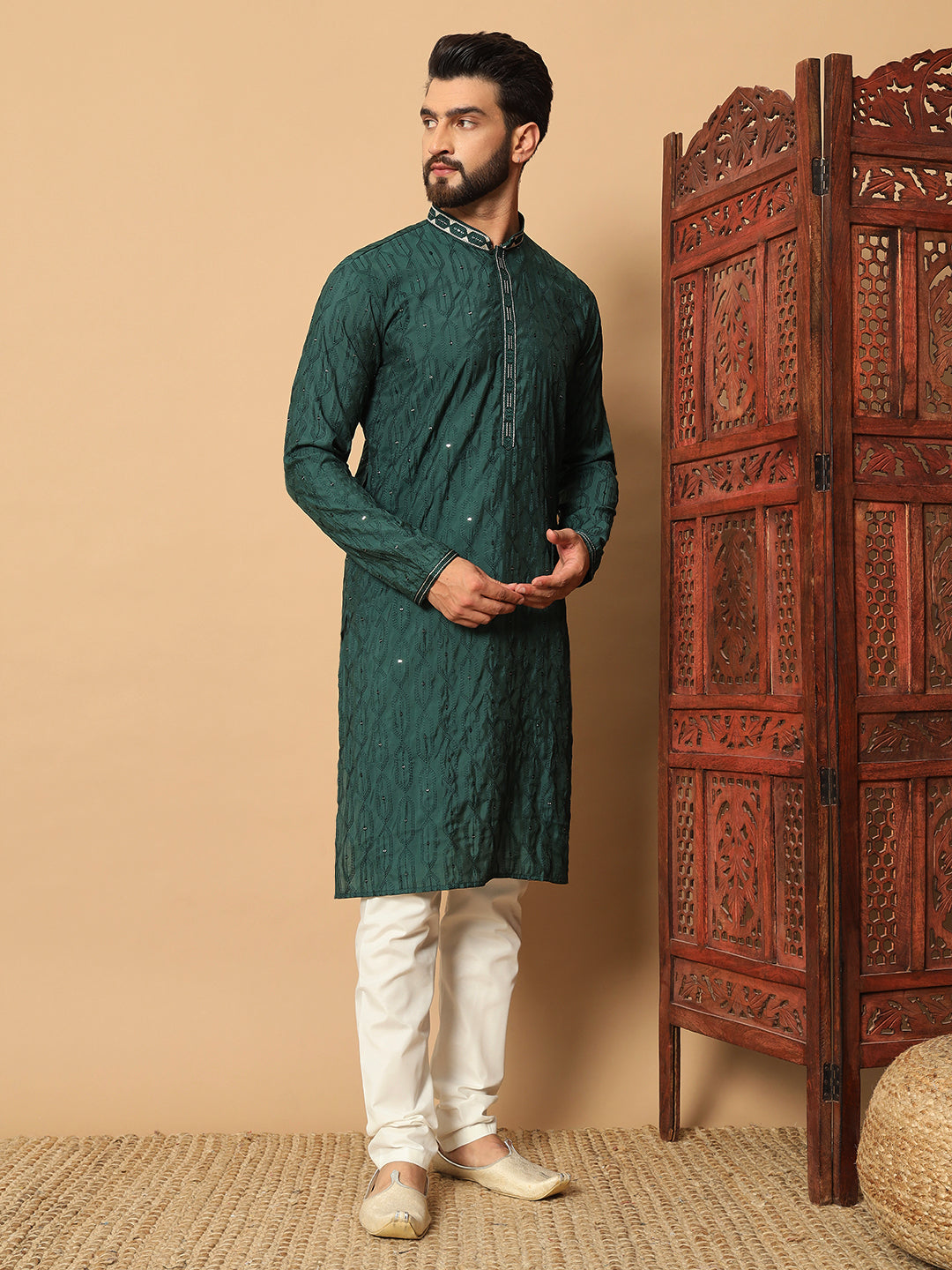 Glistening Emerald Green Kurta Pajama