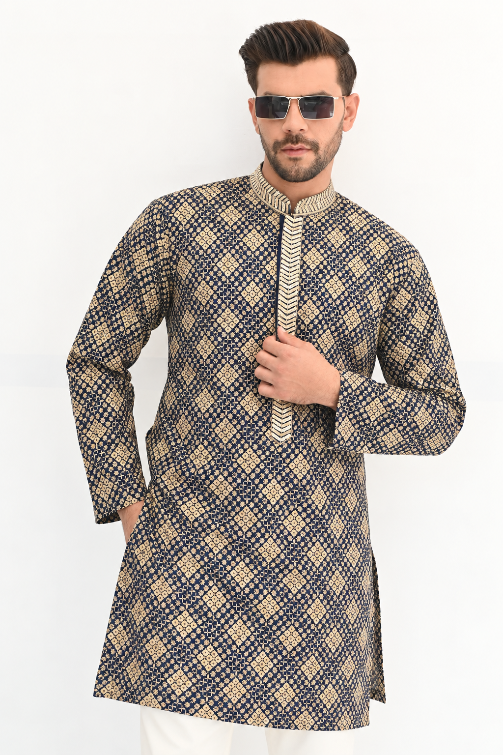 Blue Spark Sequins Kurta Pajama