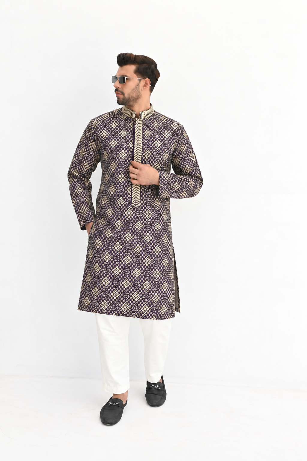 Purple Spark Sequins Kurta Pajama