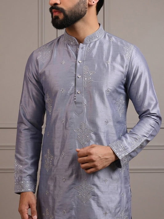 Pastel Lilac Purple Sequins Kurta Pajama