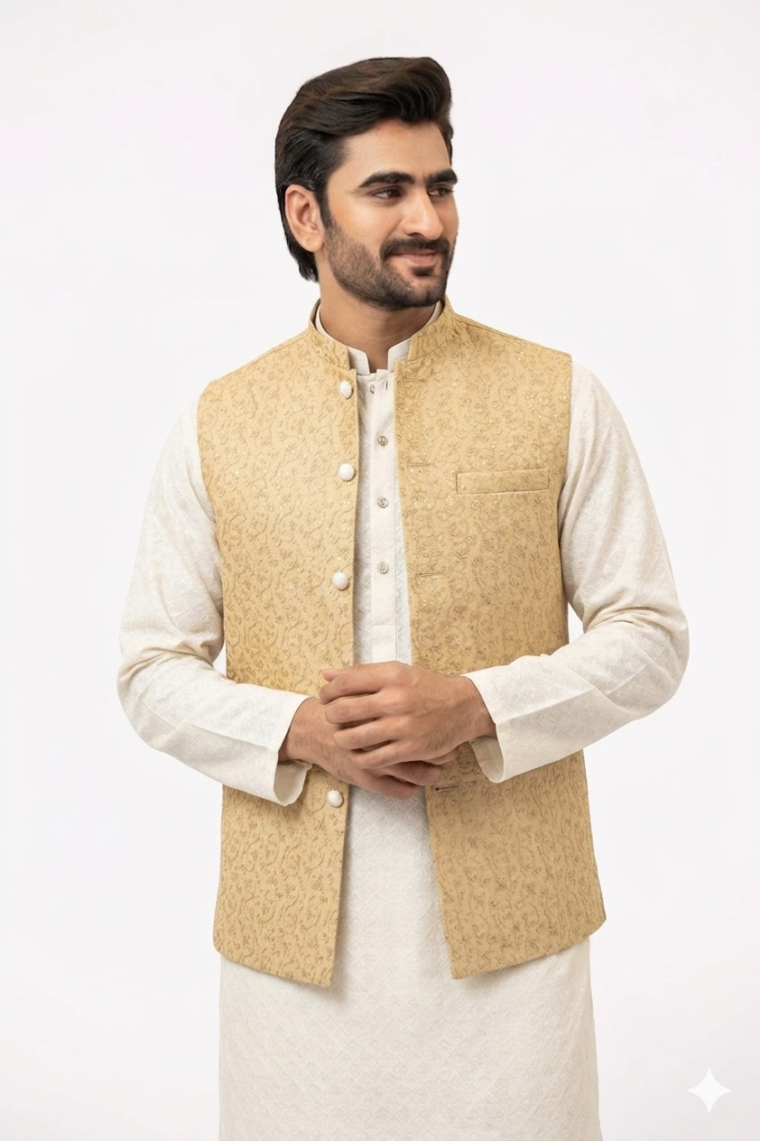 Gold Sequins Waistcoat