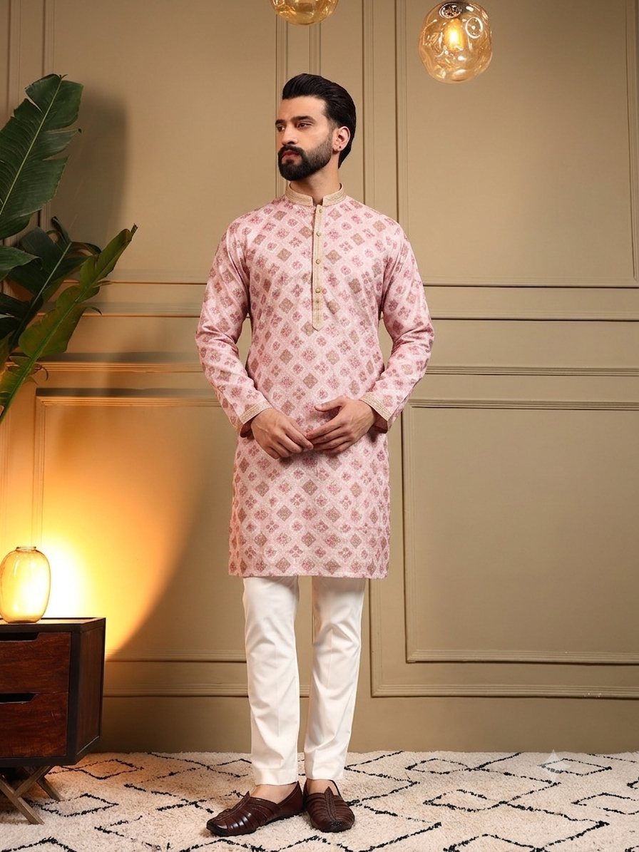 Floral Pink Kurta Pajama