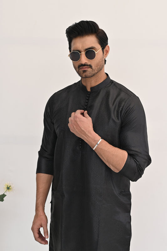 Starlight Black Jamawar Kurta pajama