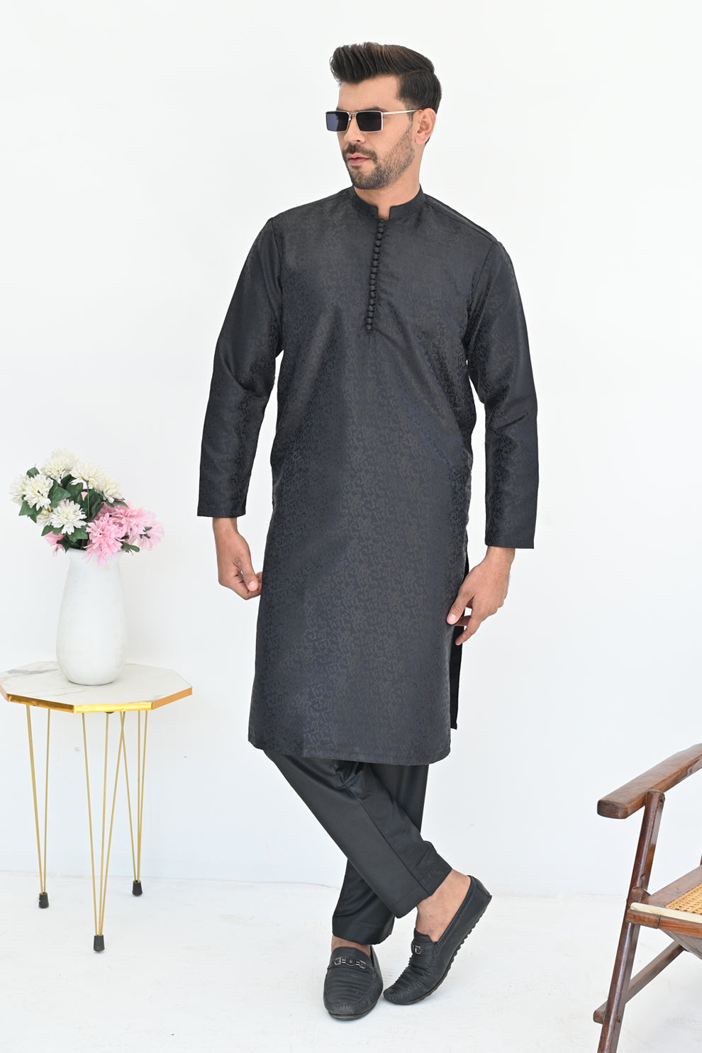 Black Eclipse Jamawar Kurta Pajama
