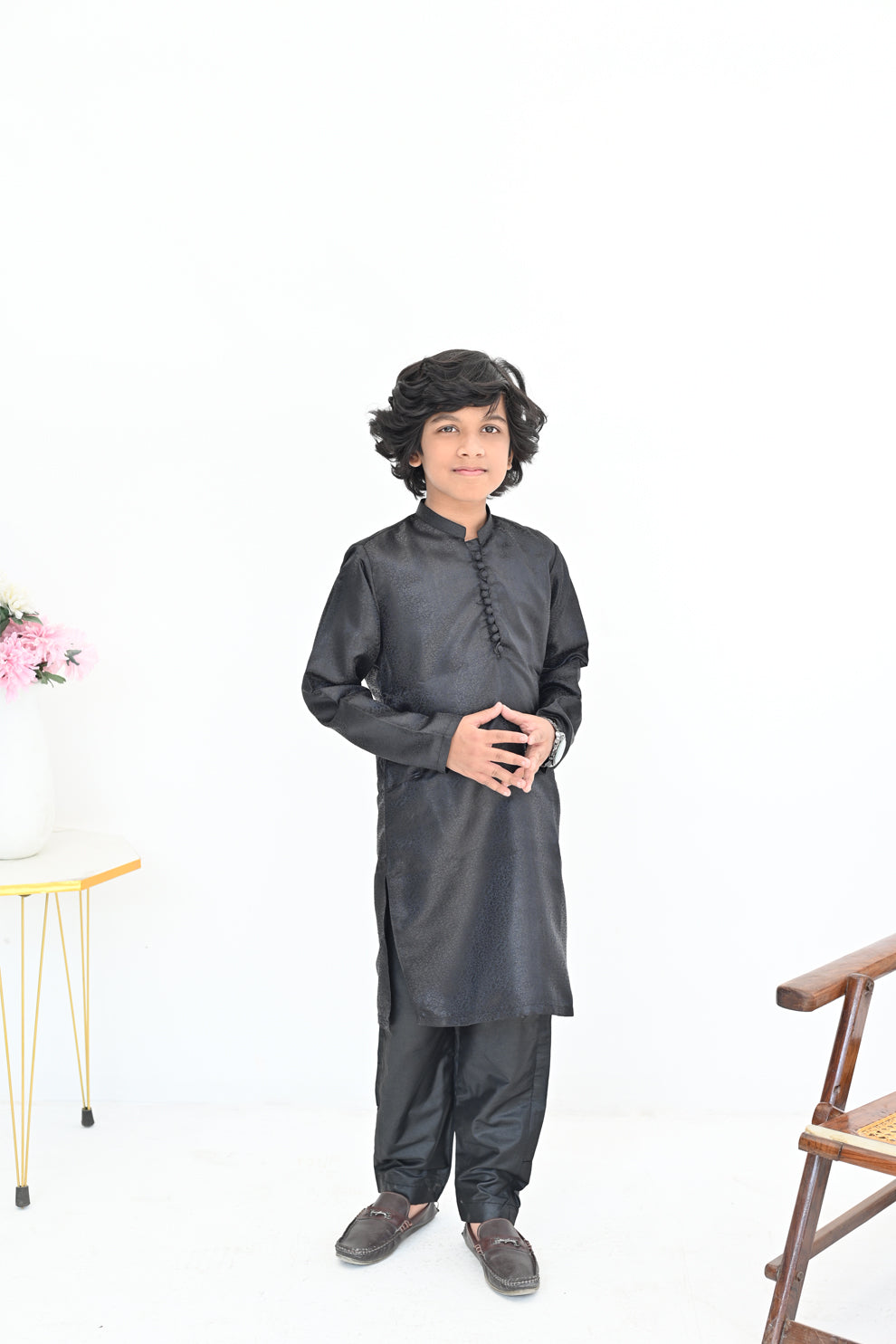 Starlight Black Jamawar Kurta pajama