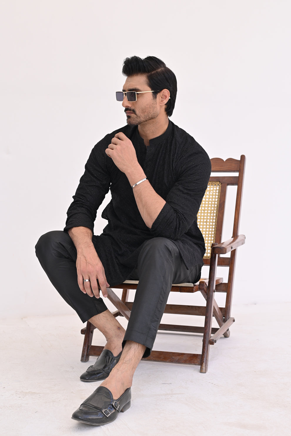 Black Storm Chikankari Kurta Pajama