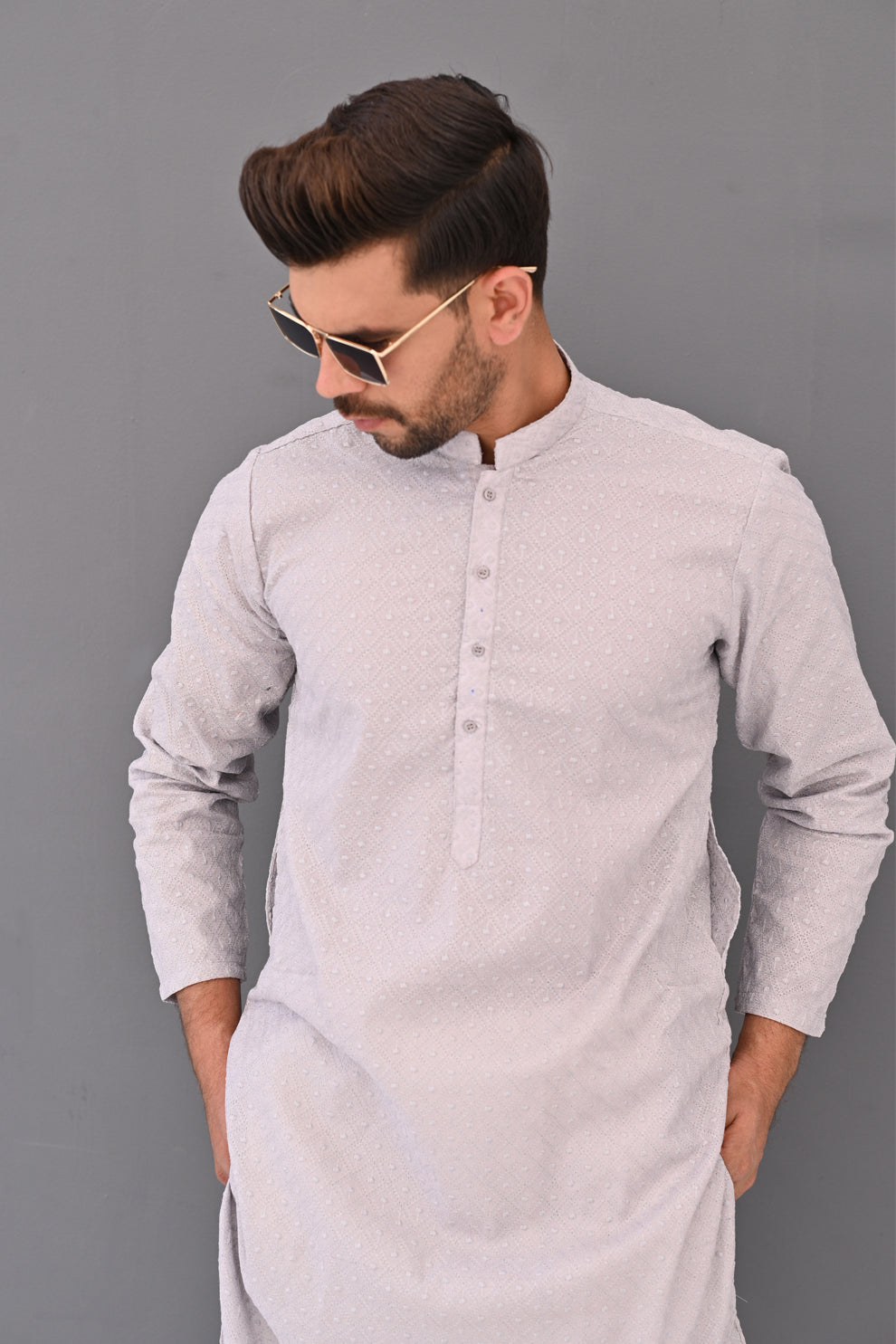 Light Grey Frost Chikankari Kurta Pajama