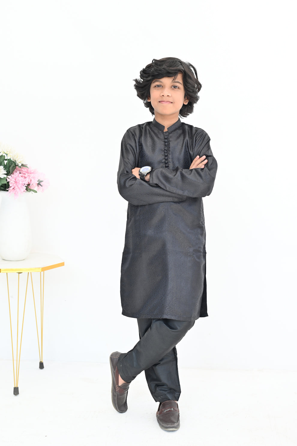 Starlight Black Jamawar Kurta pajama