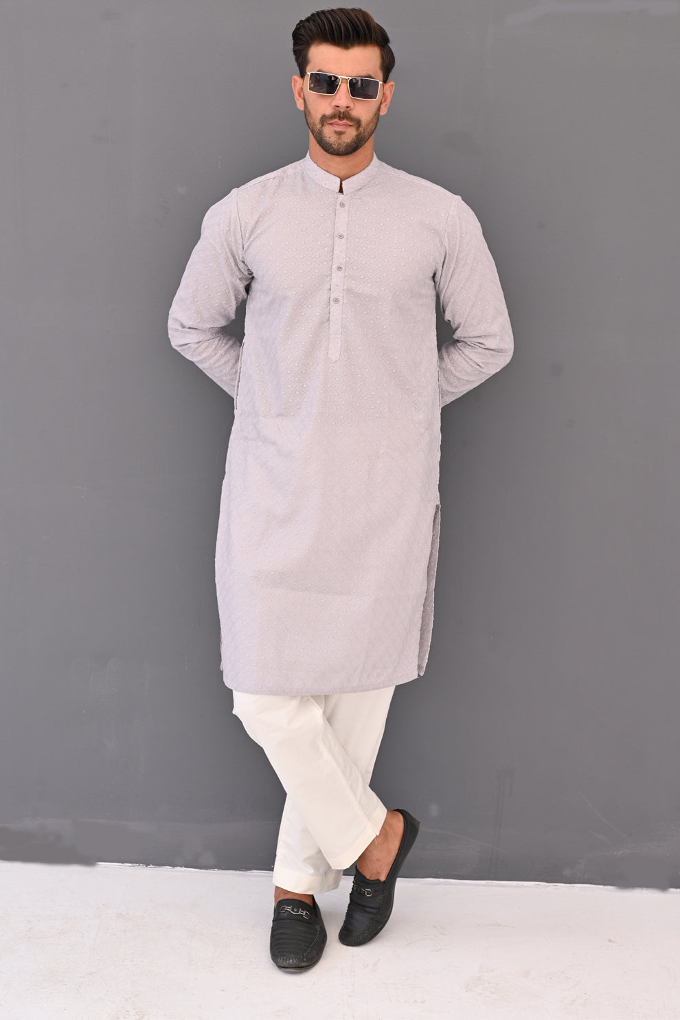 Light Grey Frost Chikankari Kurta Pajama