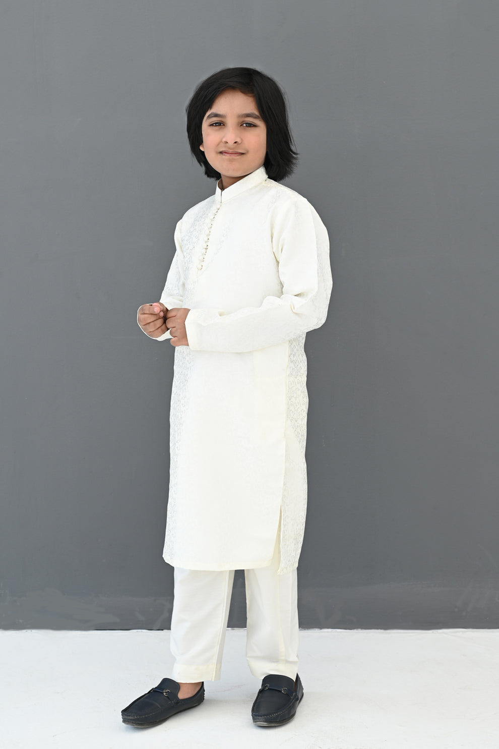 Diamond White Jamawar Kurta Pajama