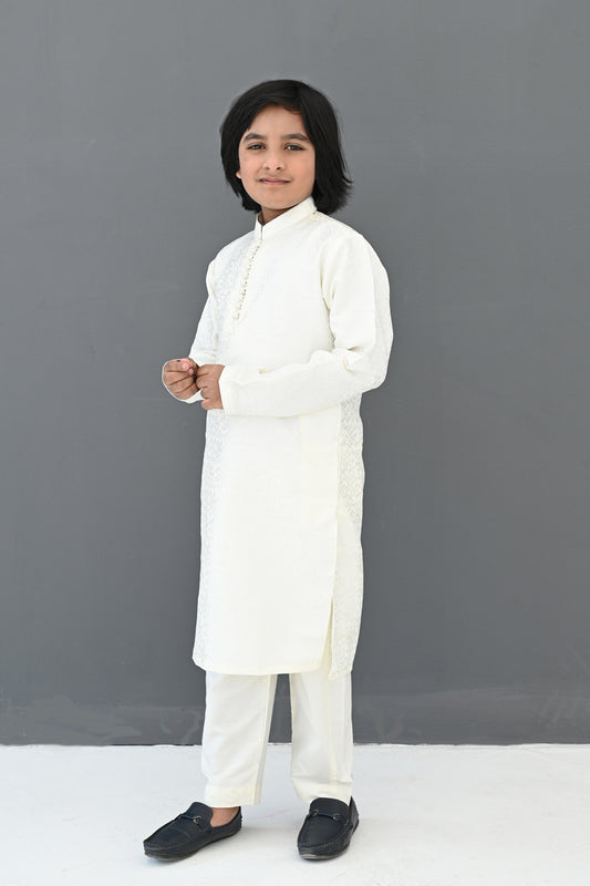 Diamond White Jamawar Kurta Pajama