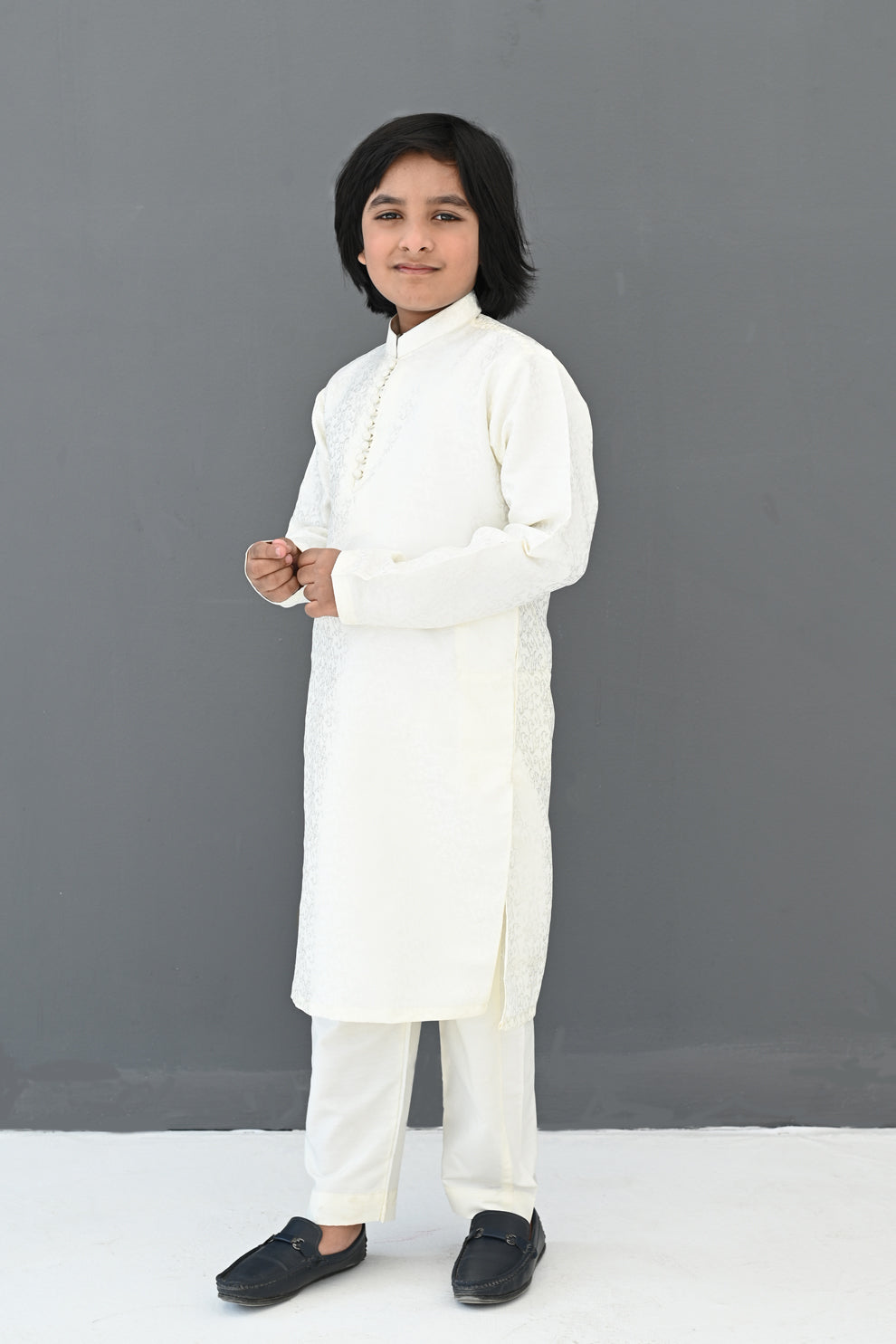 Diamond White Jamawar Kurta Pajama