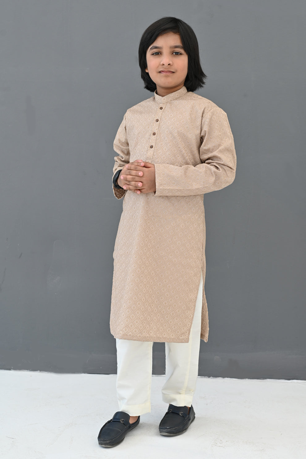 Cream Sand Chikankari Kurta Pajama