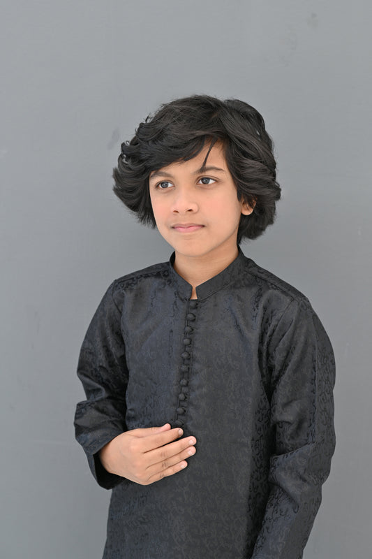Black Eclipse Jamawar Kurta Pajama