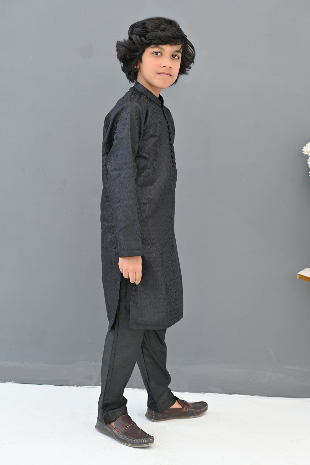 Black Eclipse Jamawar Kurta Pajama