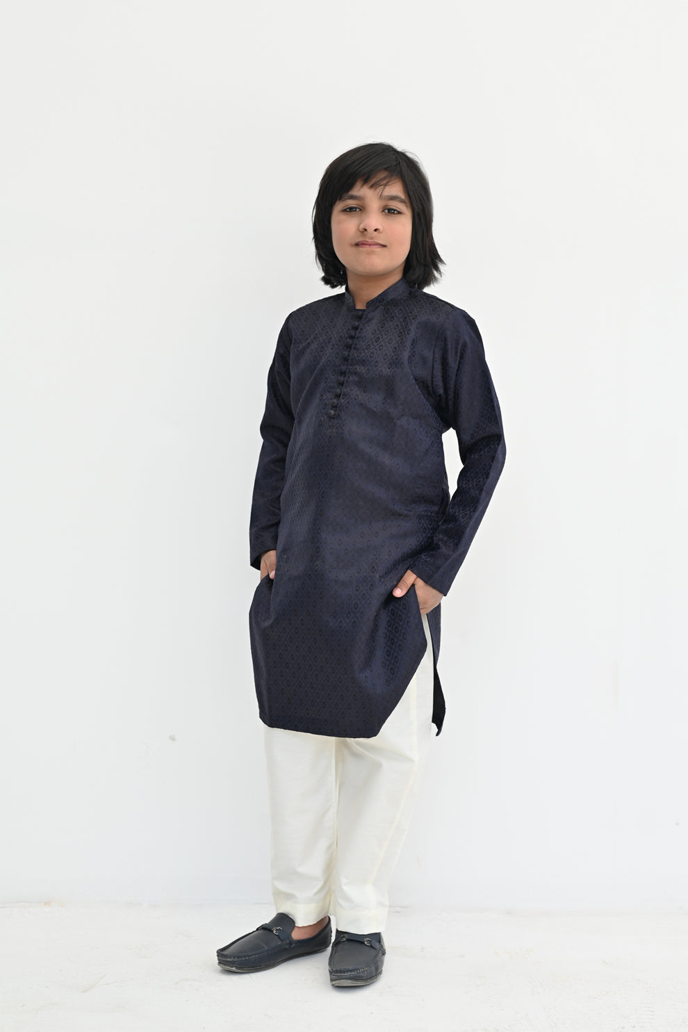 Navy Drip Jamawar Kurta Pajama