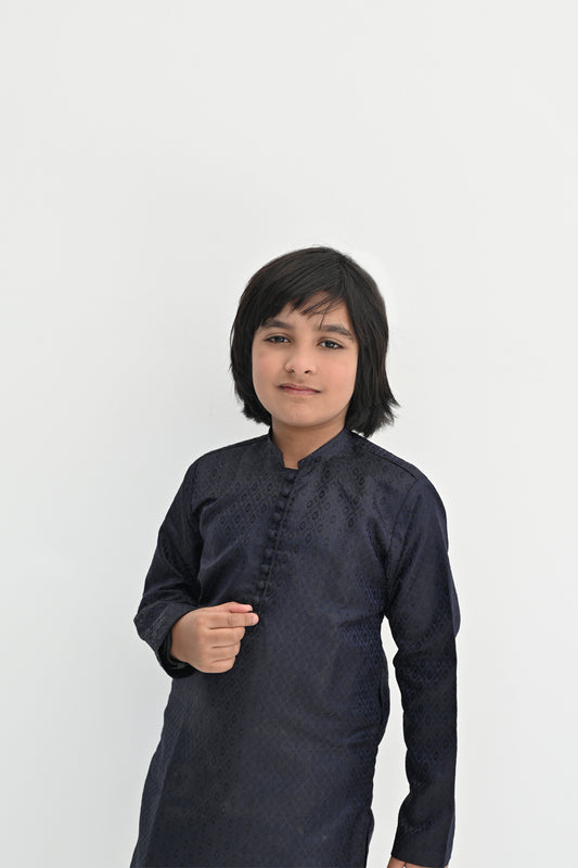 Navy Drip Jamawar Kurta Pajama