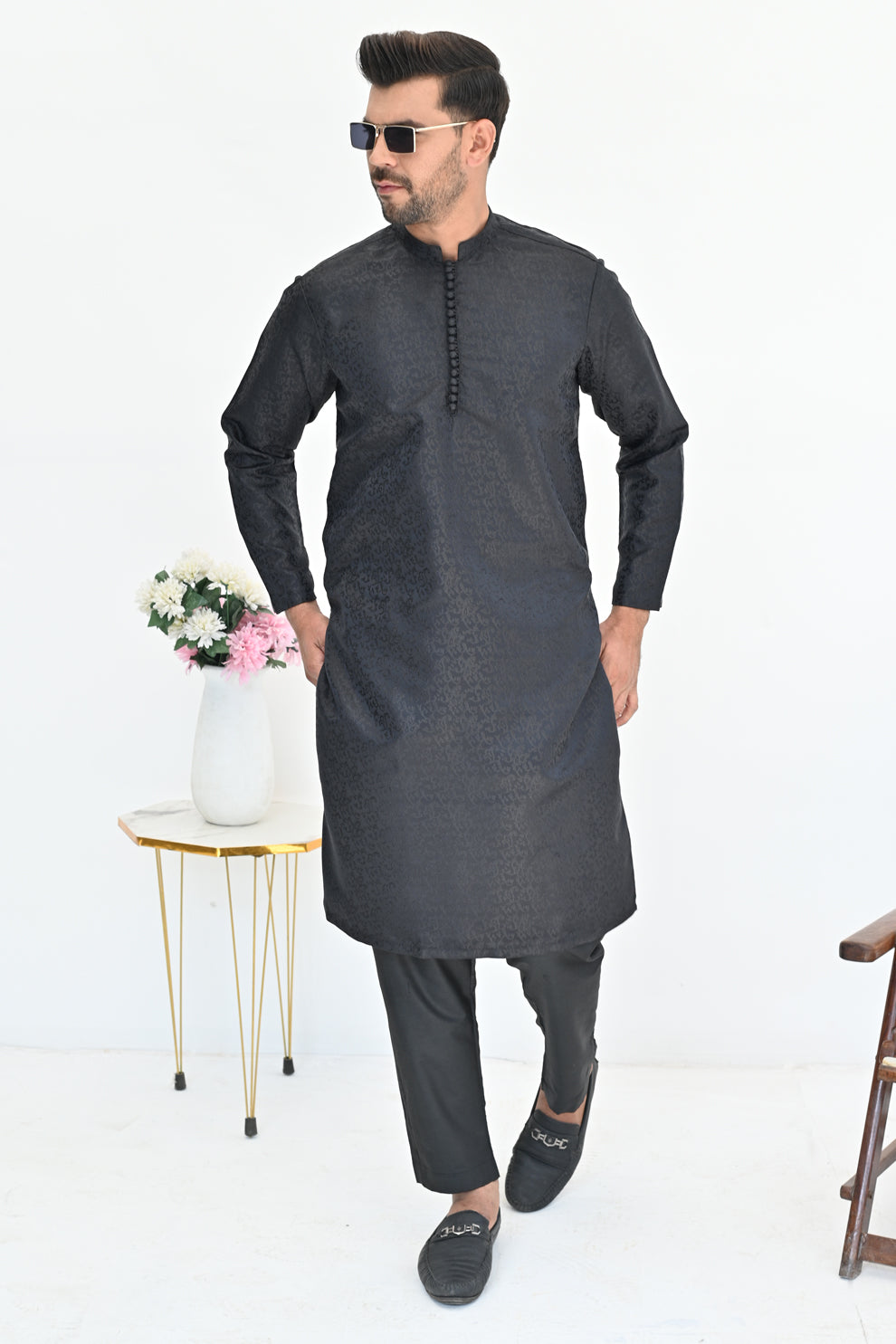 Black Eclipse Jamawar Kurta Pajama