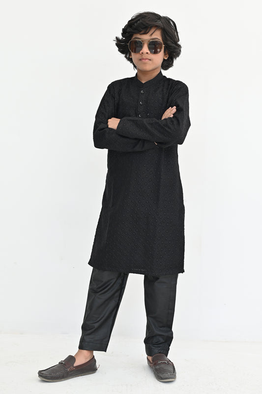 Black Storm Chikankari Kurta Pajama